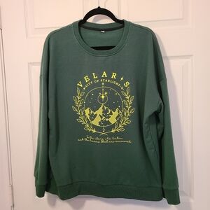 Velaris City of Starlight Green Sweatshirt Size XL Court of Thorns & Roses Moon